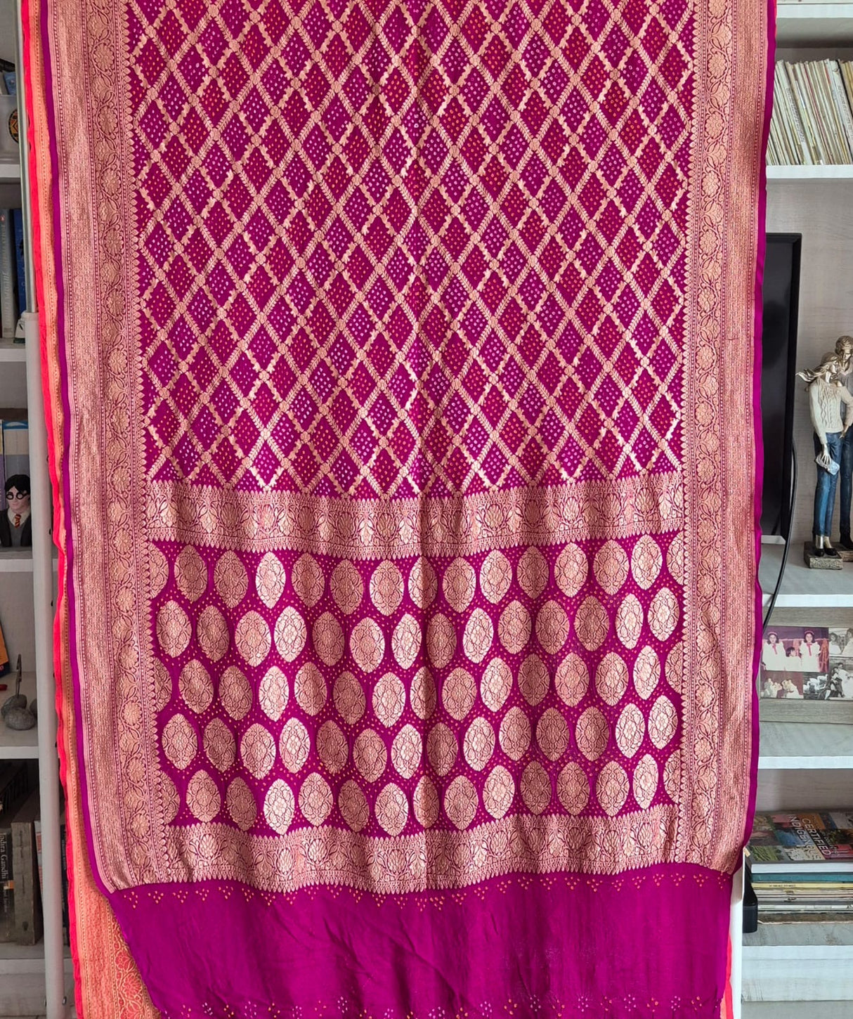 Ombre Pure Banarasi Georgette Bandhani Saree
