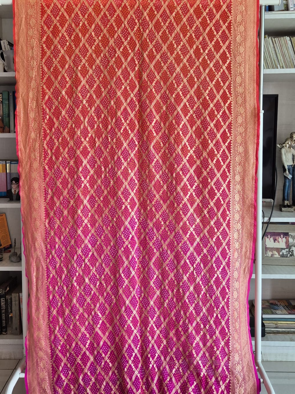 Ombre Pure Banarasi Georgette Bandhani Saree