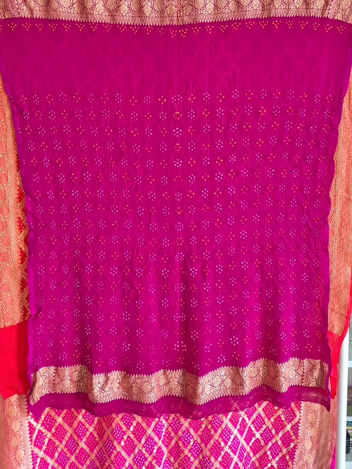 Ombre Pure Banarasi Georgette Bandhani Saree