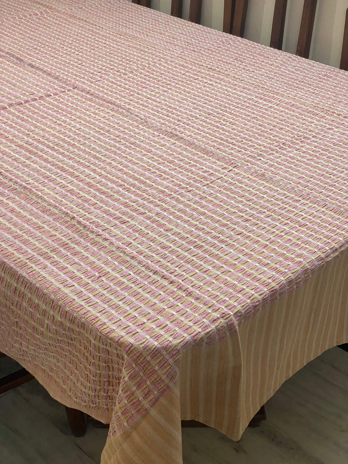 peach-color-woven-cotton-table-cloth-6-seater-full-view