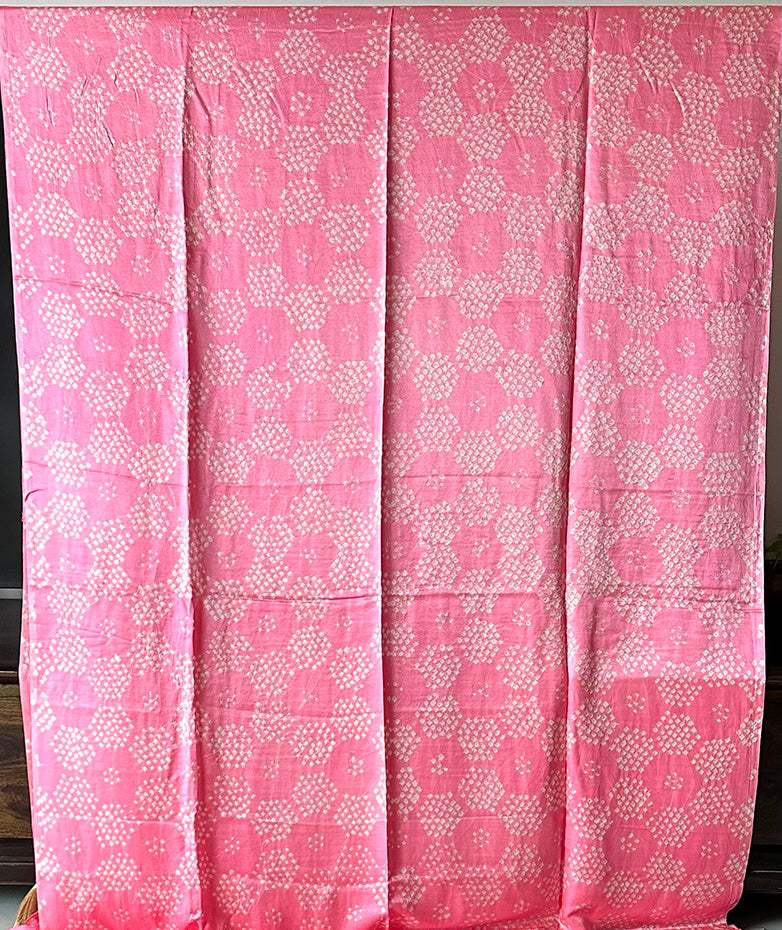 Peach Colour Pure Gajji Silk Bandhani Saree