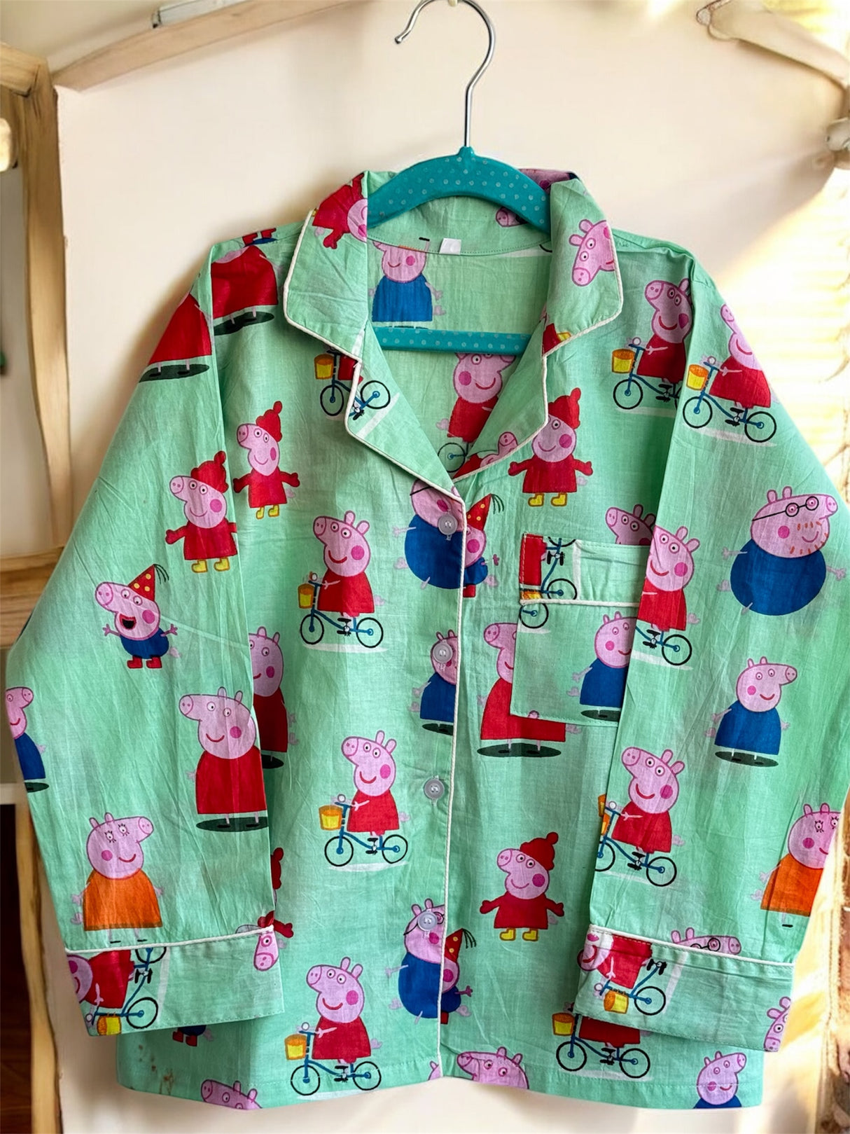 Green Peppa Pig Family Kids Night Suit Set