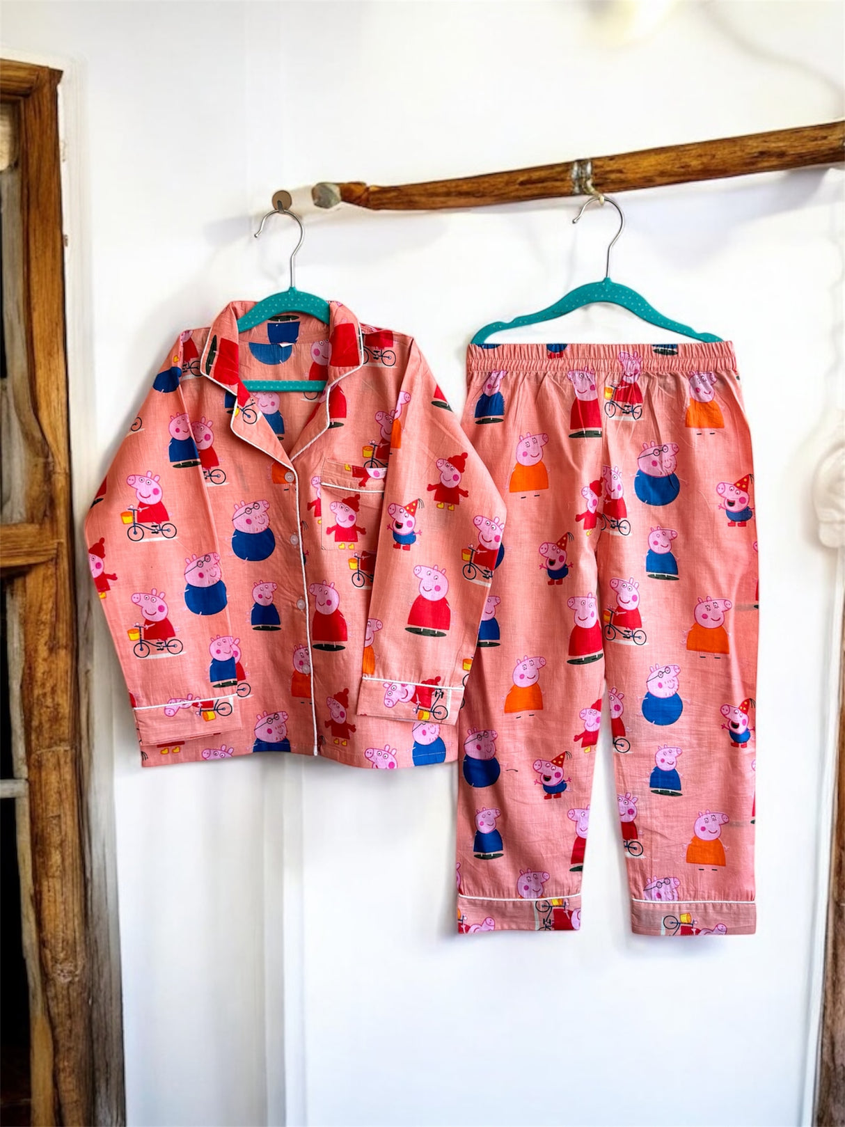 Peach Peppa Pig Family Kids Night Suit Set