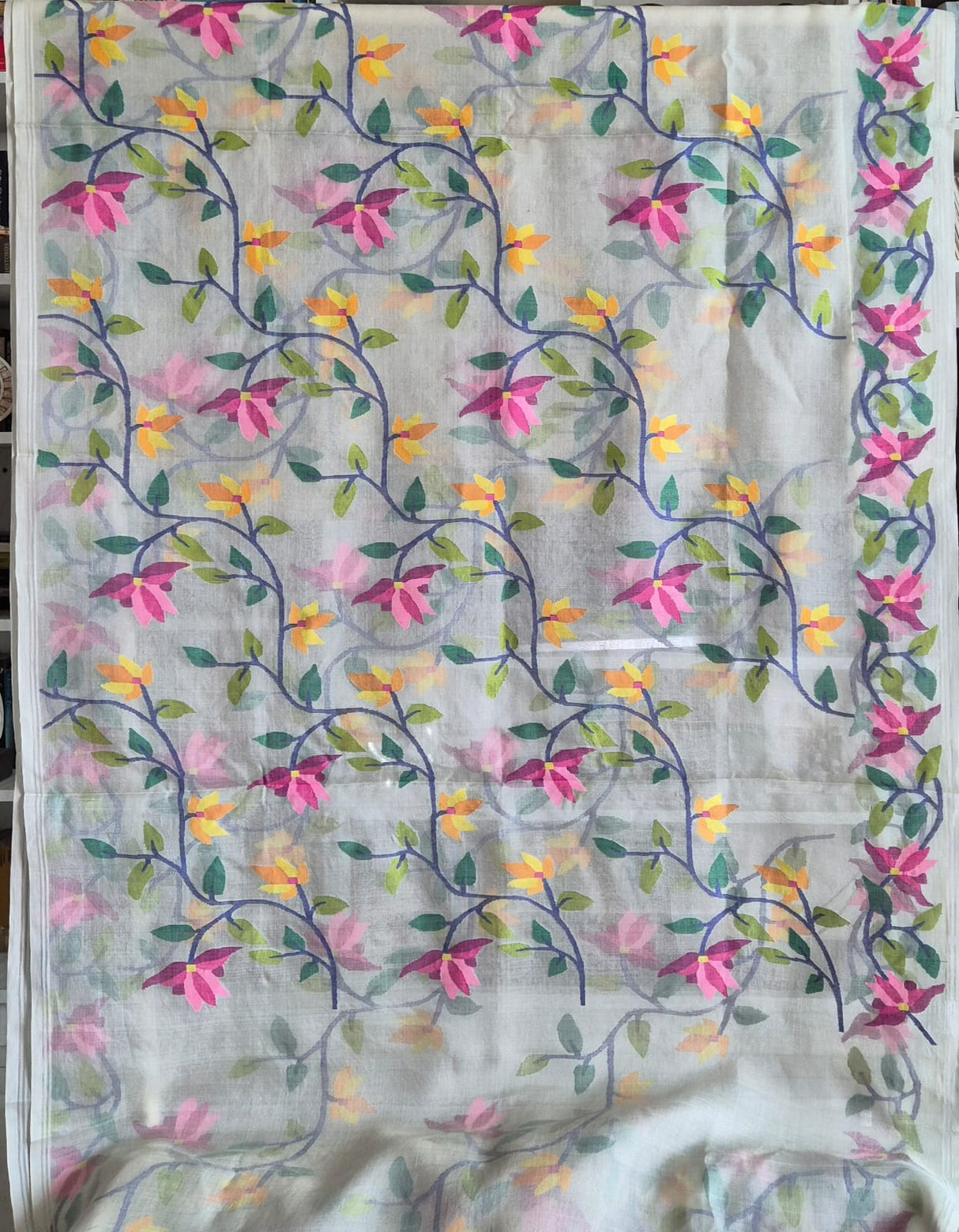 Phoolon Ki Boondein - Handloom Muslin Silk Saree with Jamdani weaving
