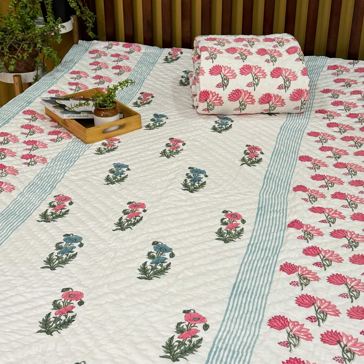 Mulmul Cotton Quilt in Block Print main image 0