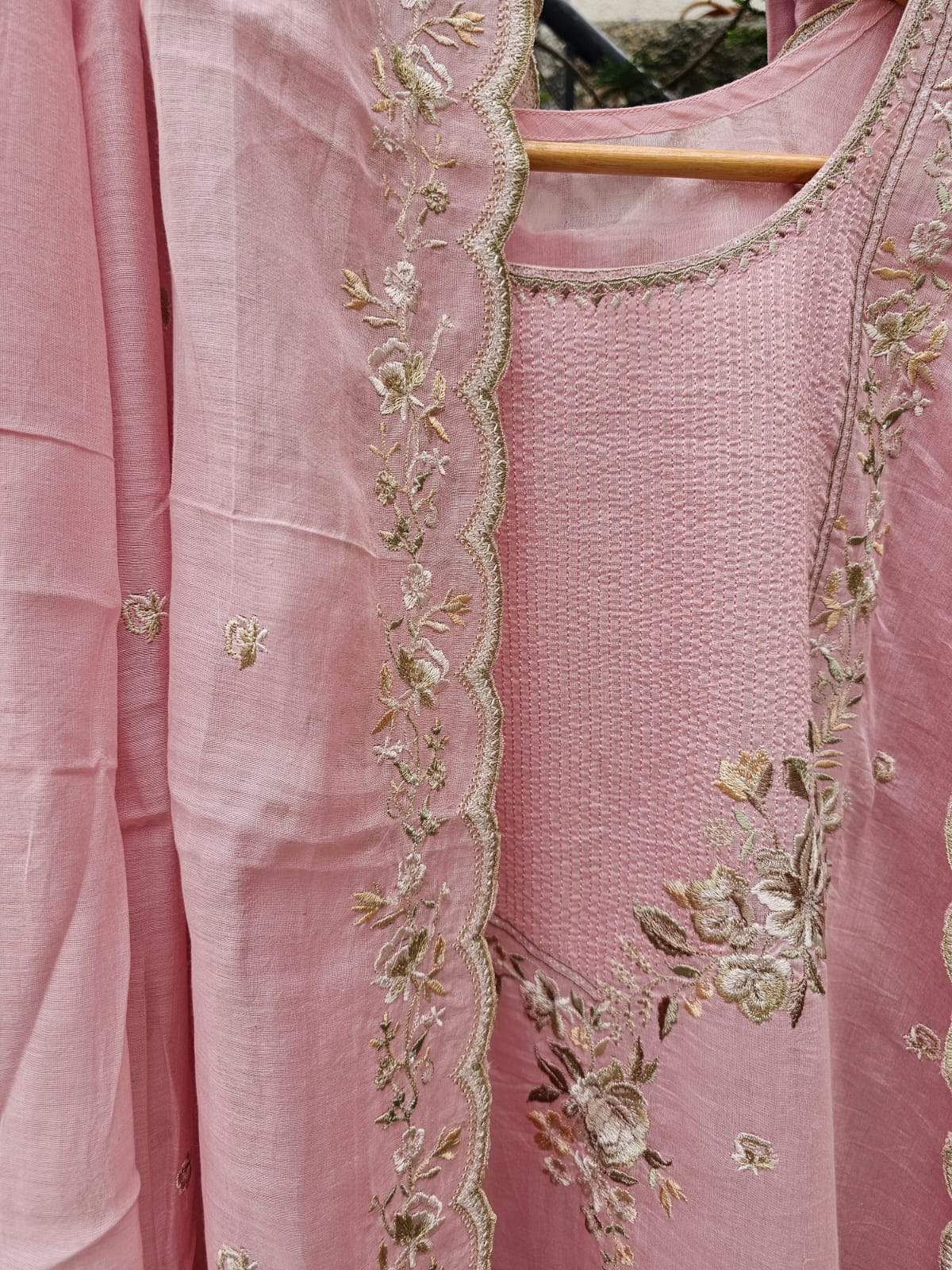 pink-chanderi-mulmul-semistitched-suit-set