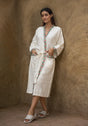 plain-cotton-waffle-bathrobe-with-floral-border-front-view