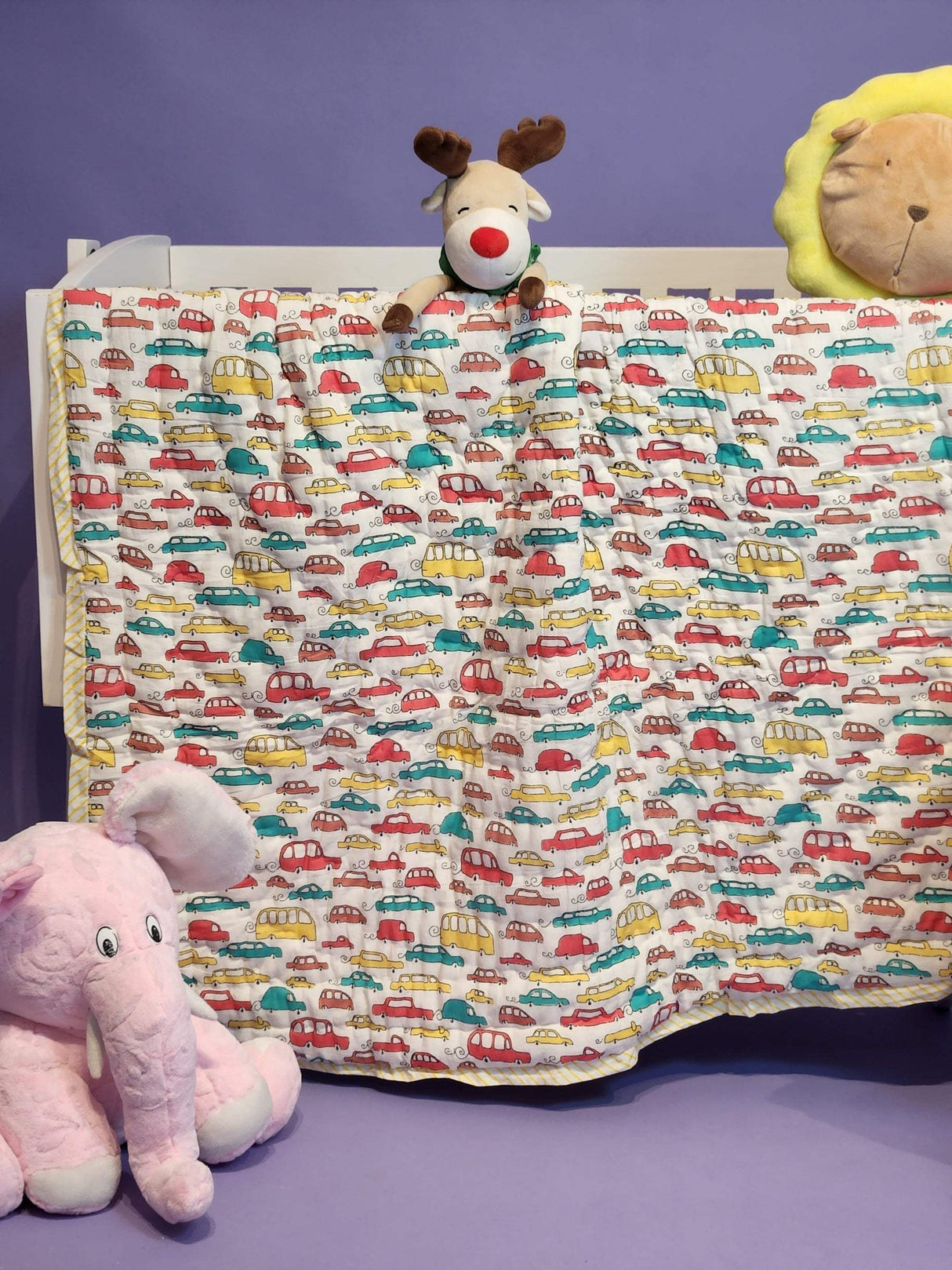 soft and skin friendly cotton quilt with fun vehicle designs suitable for baby boys in Canada and Singapore