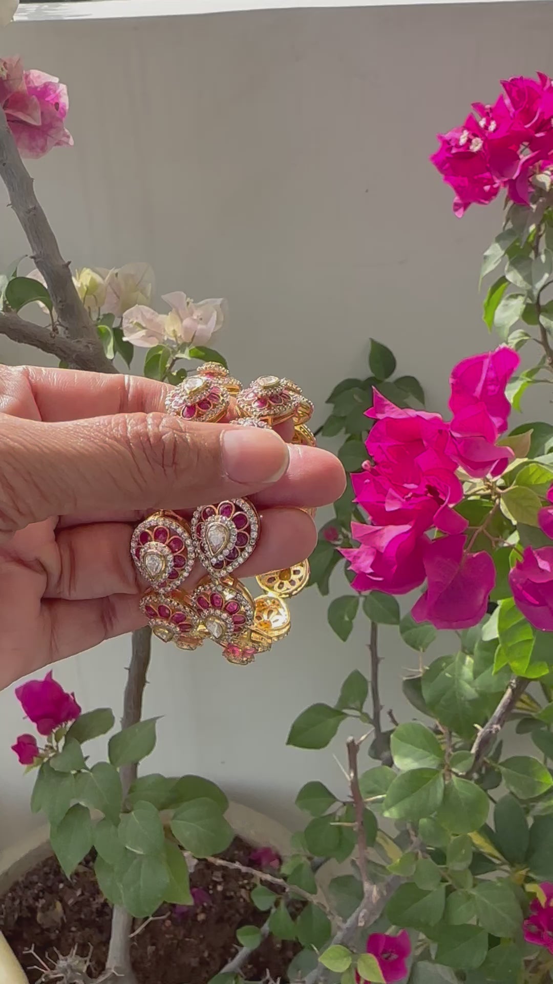 Super exclusive Ruby Imitation handcrafted 92.5 silver kadas
