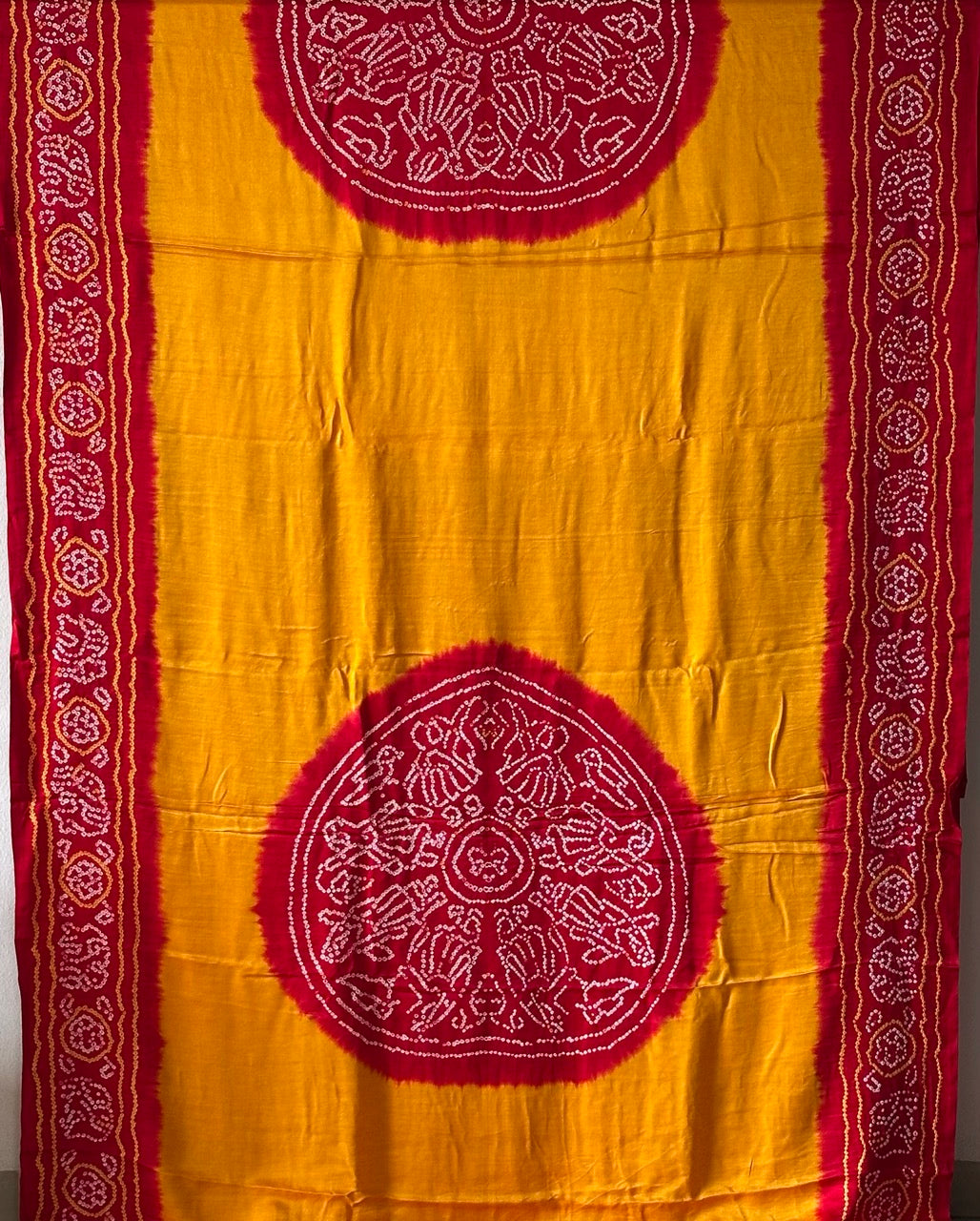 pure-gajji-silk-yellow-red-rasmandal-circle-bandhani-saree