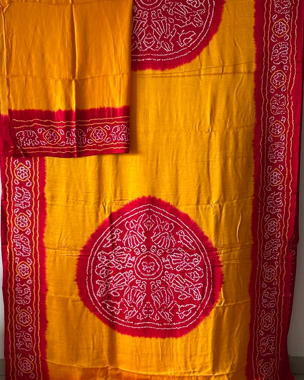 pure-gajji-silk-yellow-red-rasmandal-circle-bandhani-saree