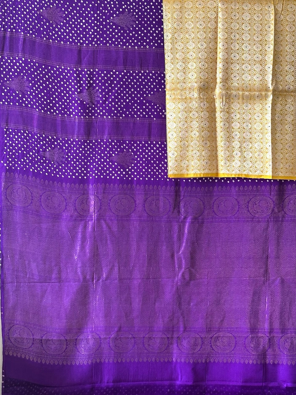 Purple Kanjivaram Silk Bandhani Saree