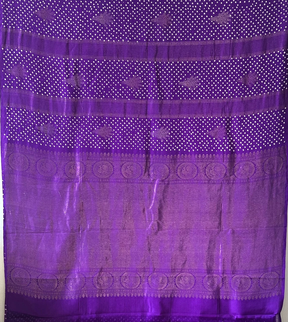Purple Kanjivaram Silk Bandhani Saree