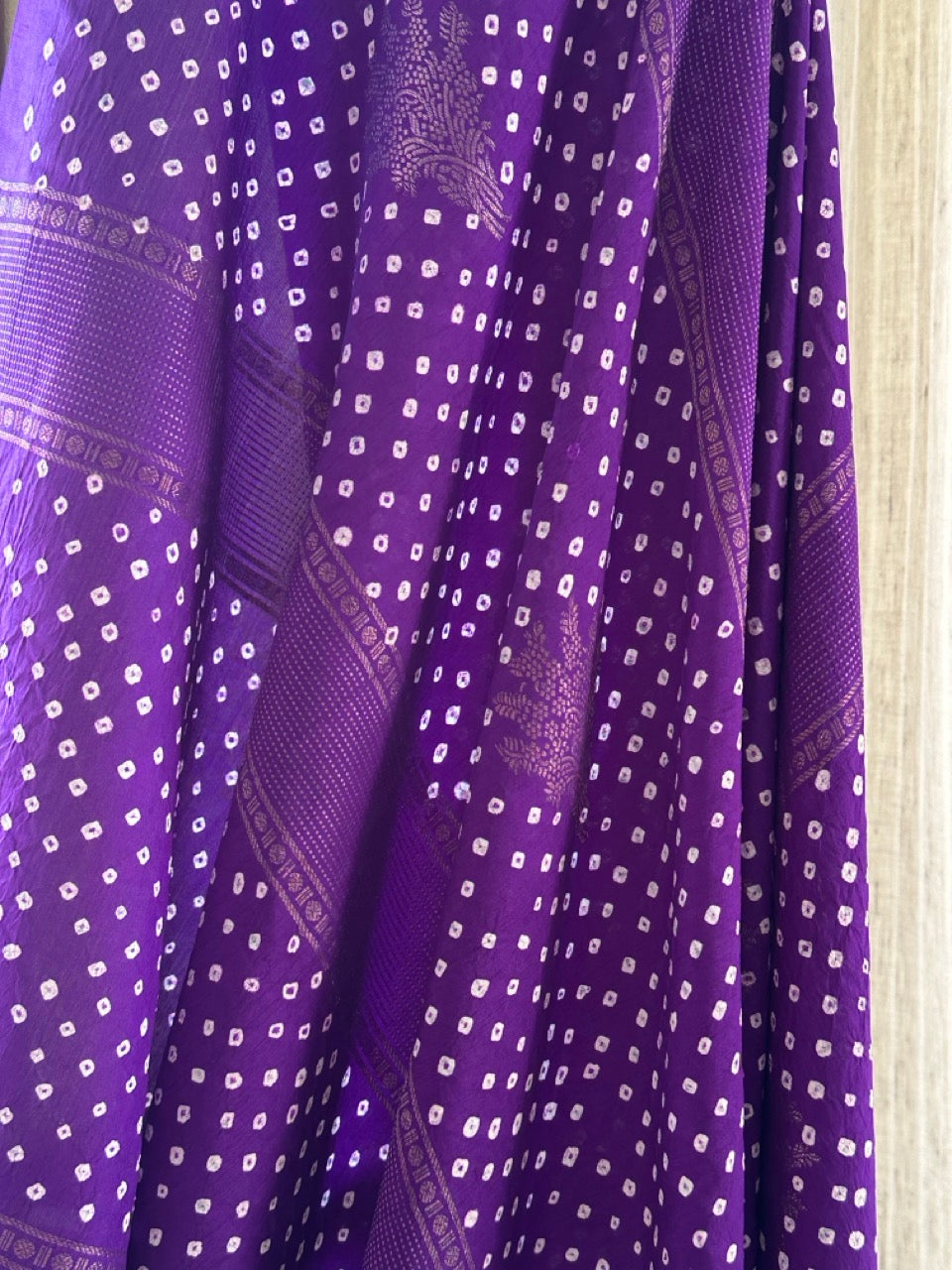 Purple Kanjivaram Silk Bandhani Saree