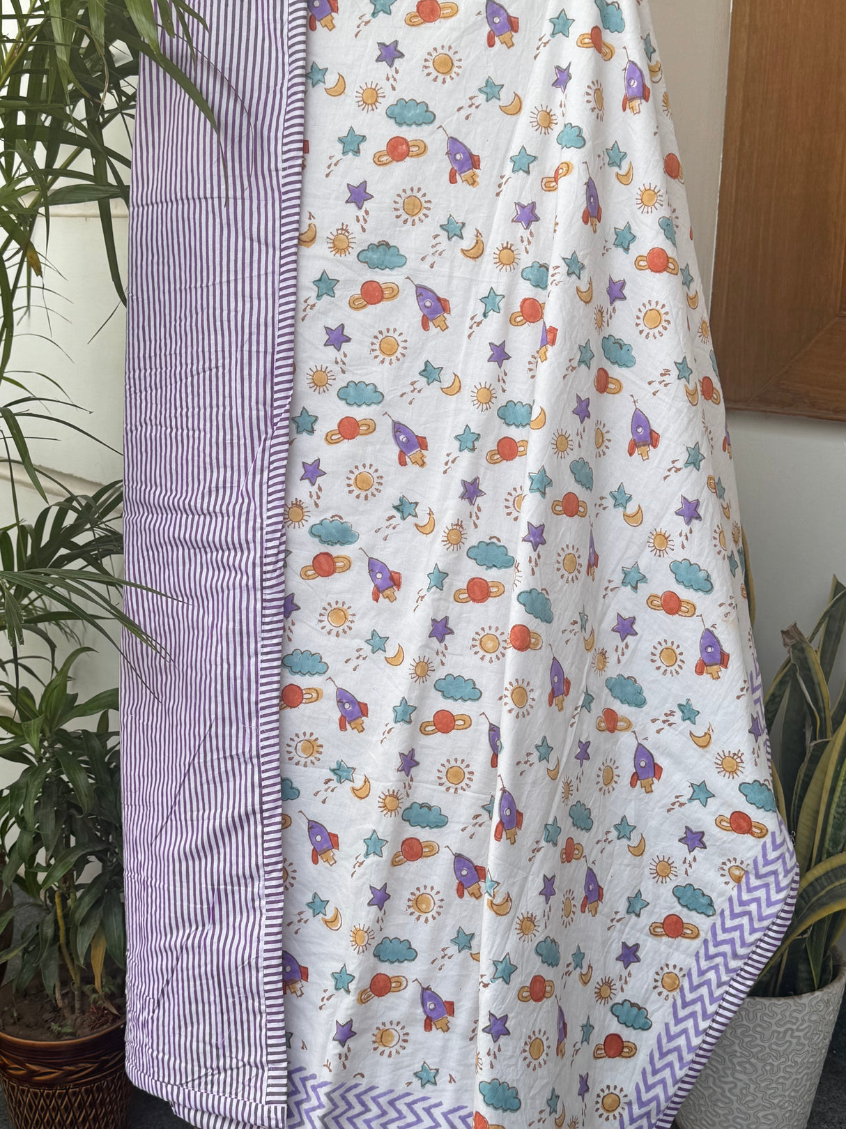 wholesale reversible kids dohar cotton space theme export