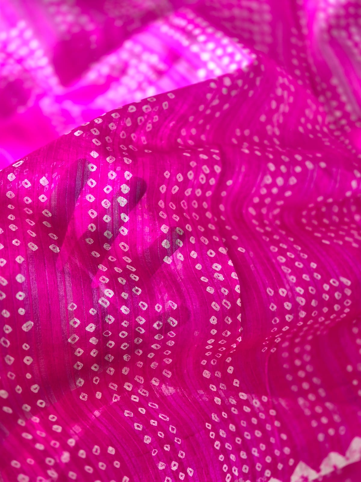 Queens Melody Dual Pink Matka Silk Bandhani Saree