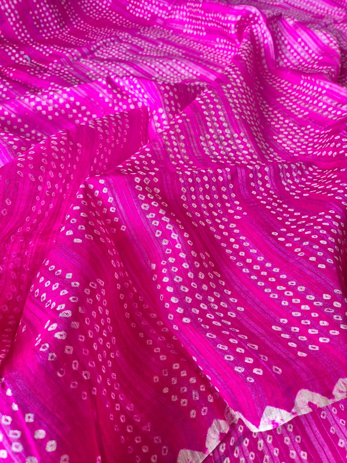 Queens Melody Dual Pink Matka Silk Bandhani Saree