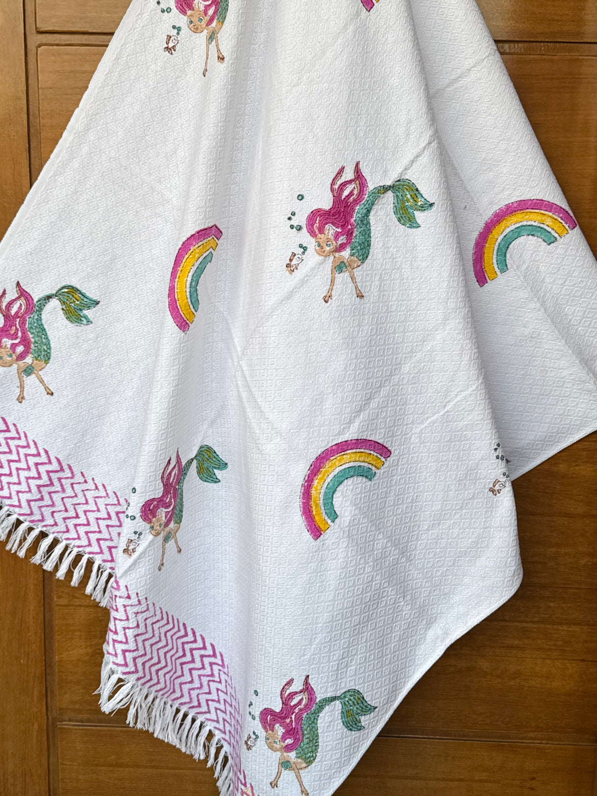 rainbow-and-mermaid-cotton-kids-towel