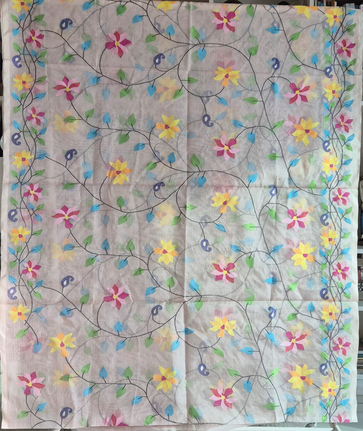 Rangbahar Vanya - Handloom Muslin Silk Saree with Jamdani weaving