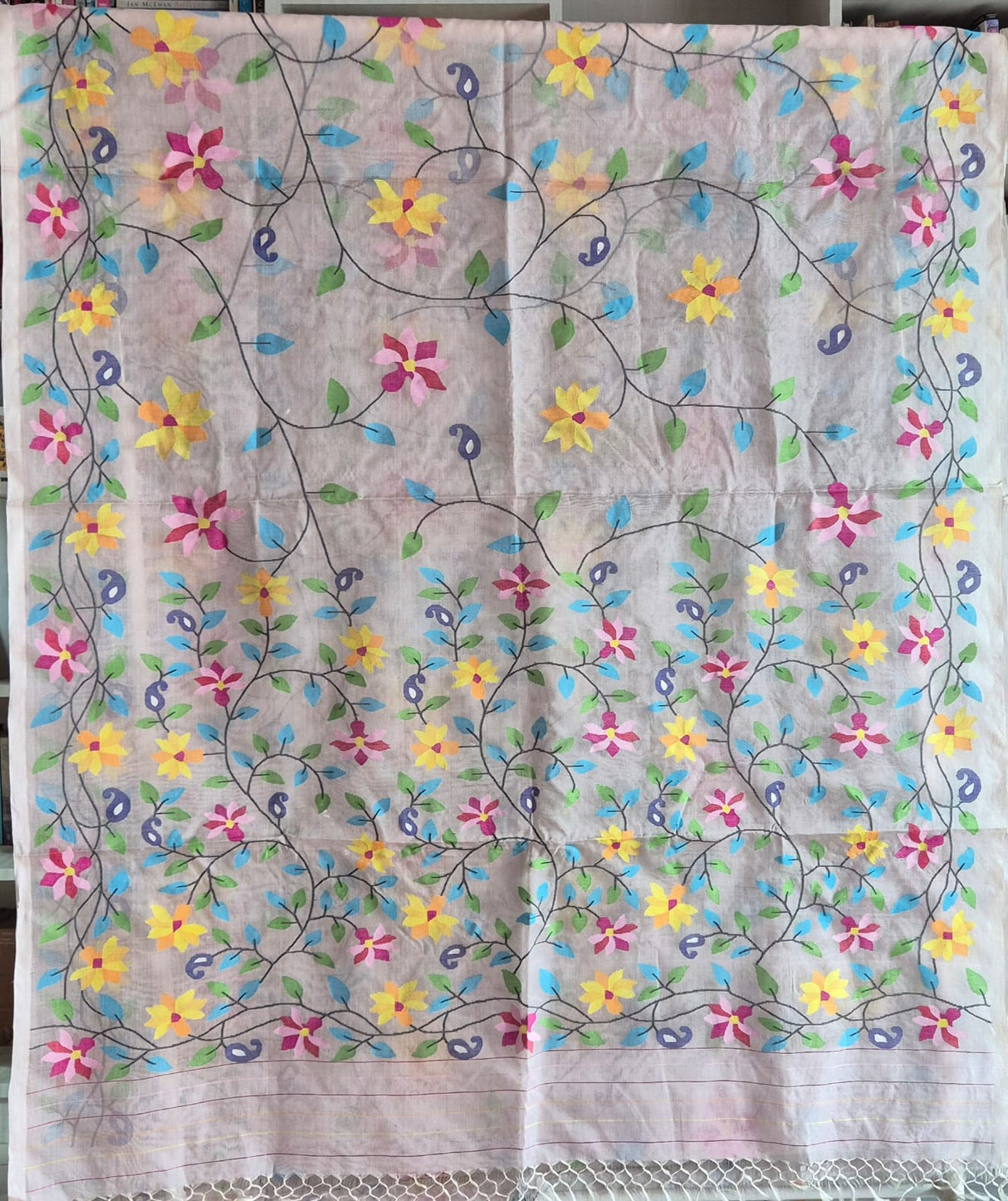 Rangbahar Vanya - Handloom Muslin Silk Saree with Jamdani weaving