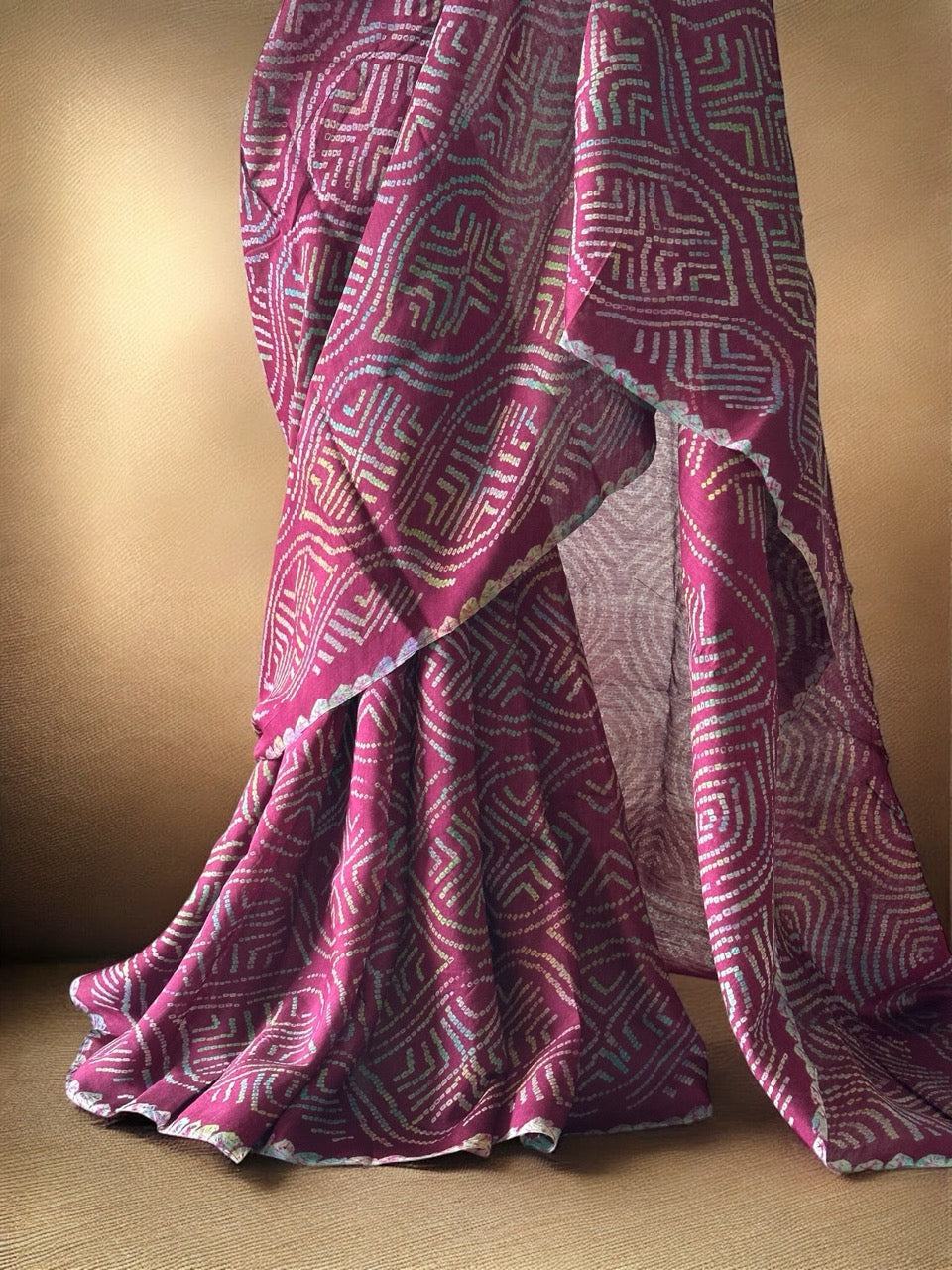 rangdeep-crimson-munga-silk-bandhani-saree-with-multicoloured-bandhani