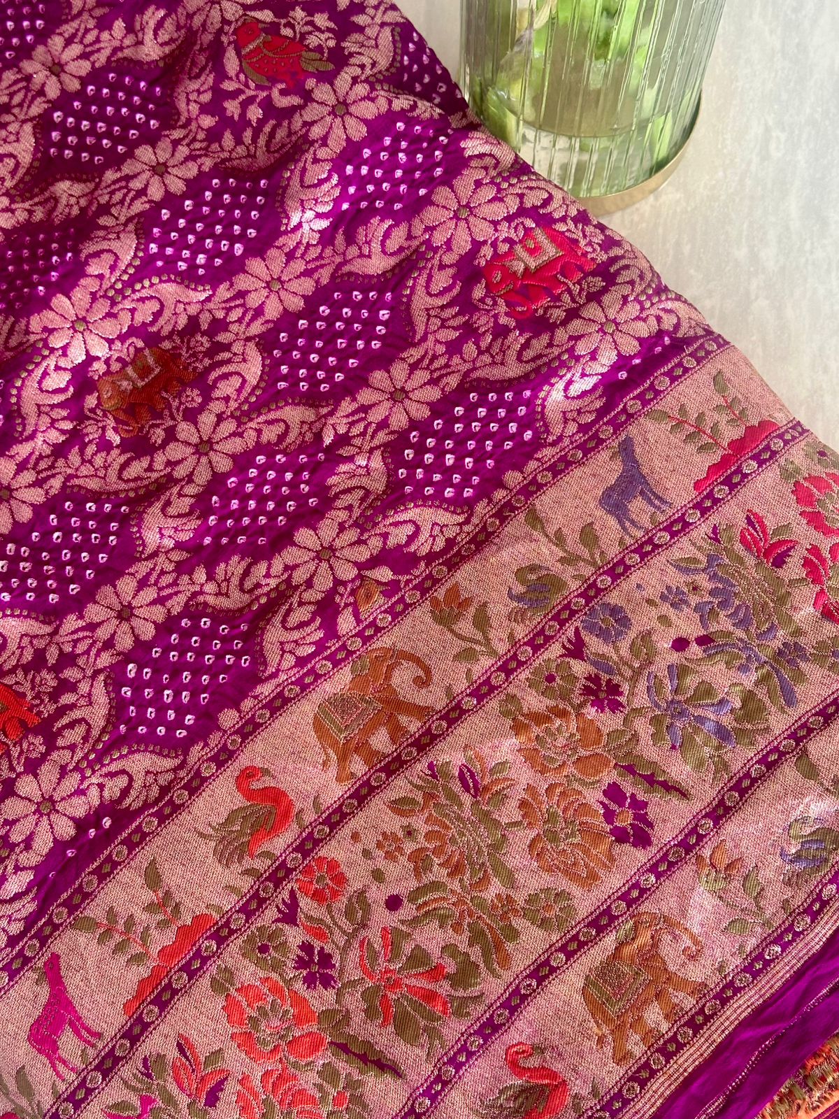 rani-pink-banarsi-georgette-meenakari-bandhani-dupatta-purple