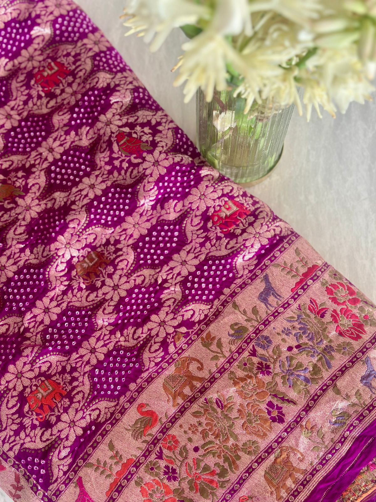 rani-pink-banarsi-georgette-meenakari-bandhani-dupatta-purple