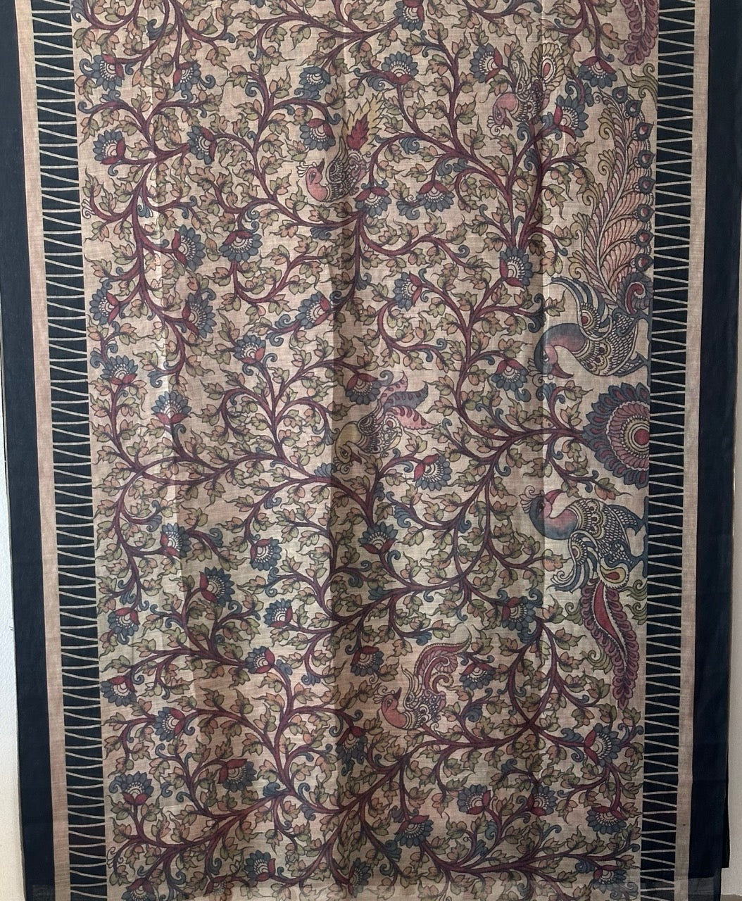 red-beige-half-and-half-linen-cotton-kalamkari-saree-design-view