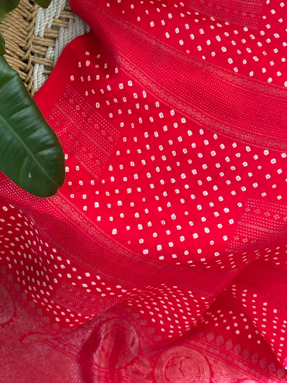 Red Kanjivaram Silk Bandhani Saree