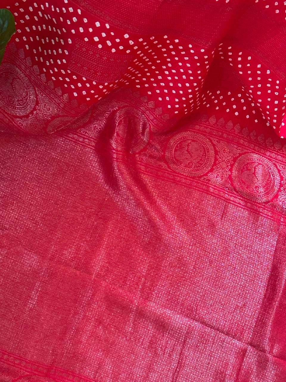 Red Kanjivaram Silk Bandhani Saree