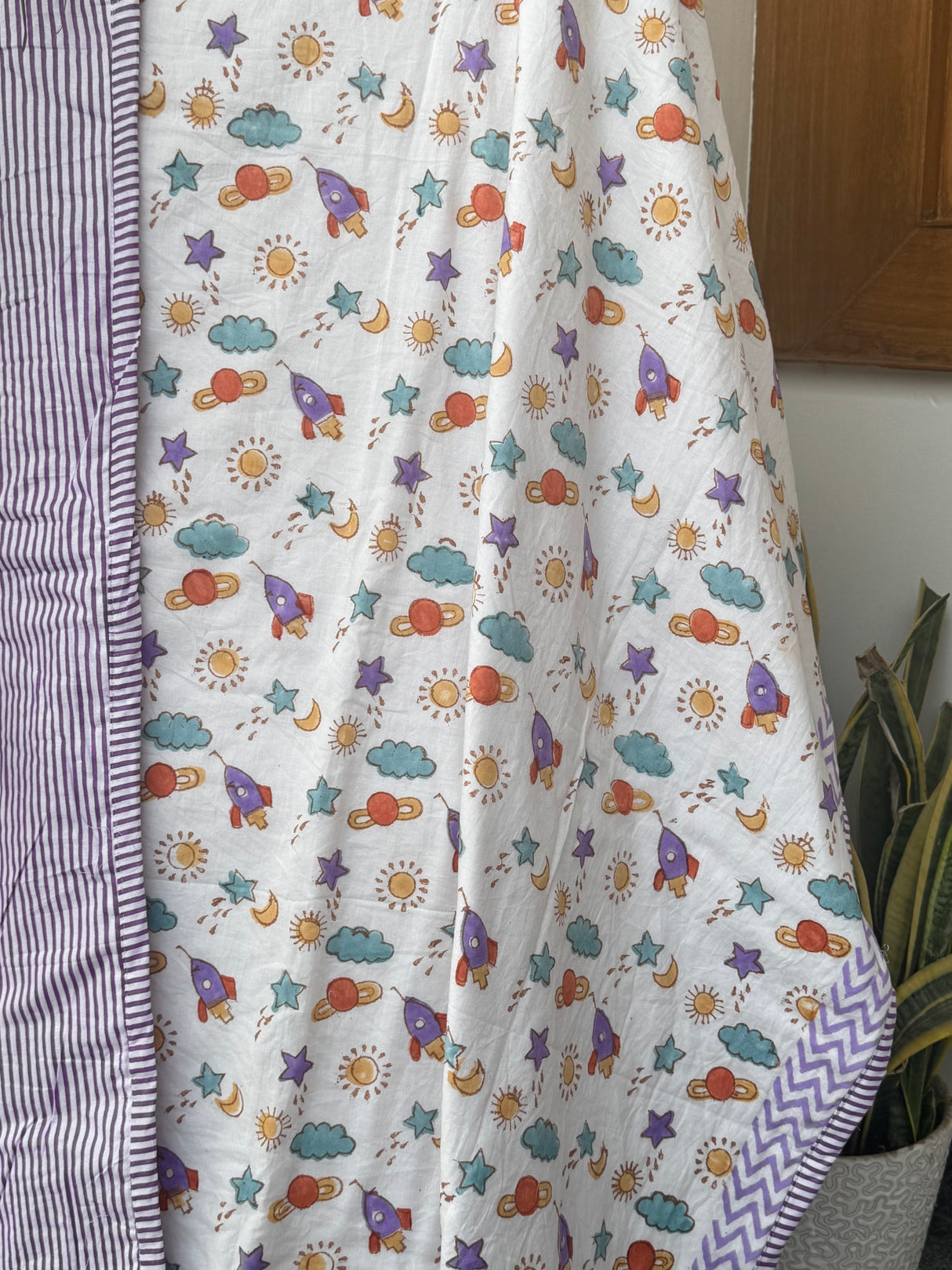 unique baby quilt space print jaipur art perfect for gifting flannel layer