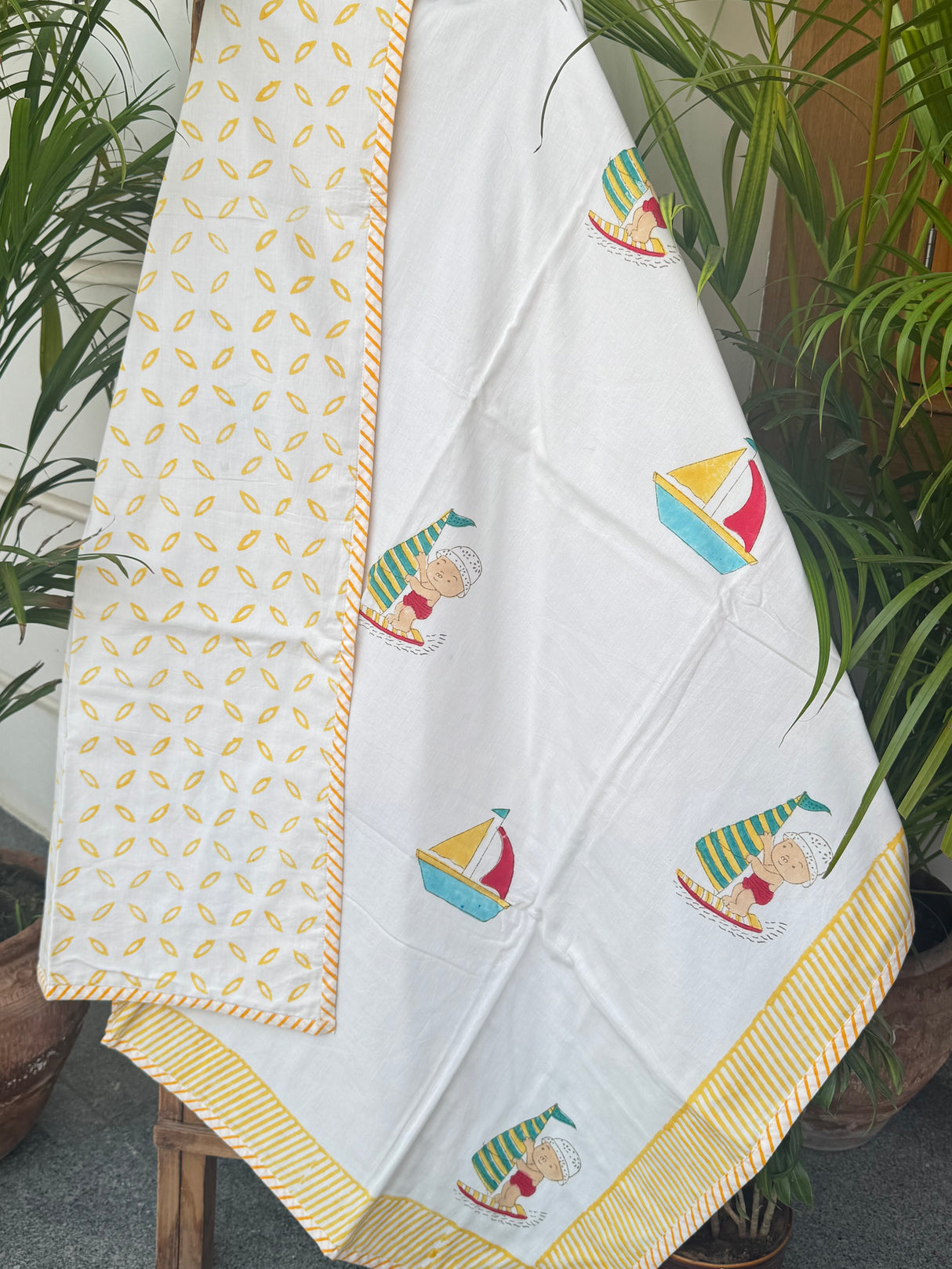 premium mulmul cotton dohar for babies flannel lining reversible