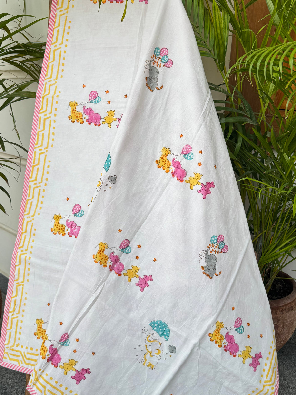 lightweight breathable kids blanket dohar elephant block print mulmul cotton perfect summer napping bulk gifting Kuwait Philippines