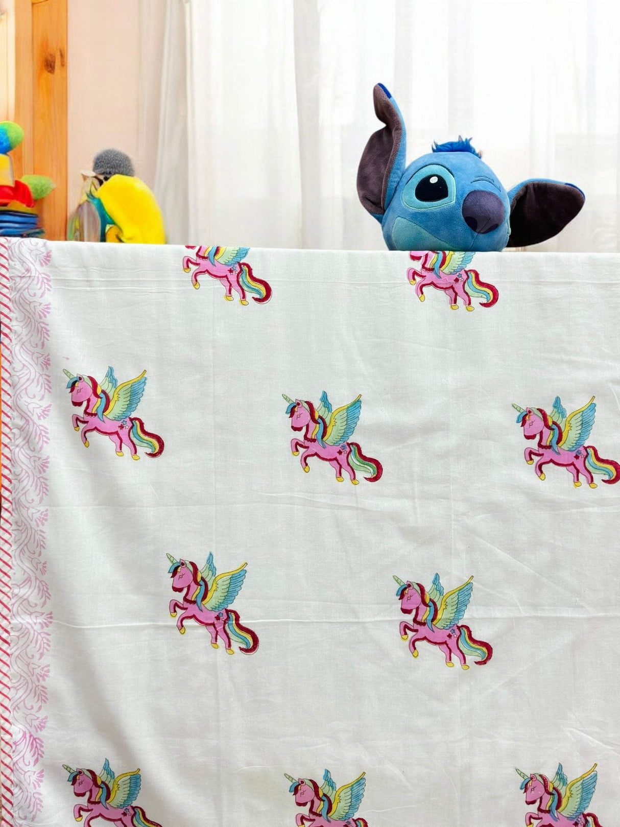 soft breathable cotton unicorn theme blanket for toddlers handmade