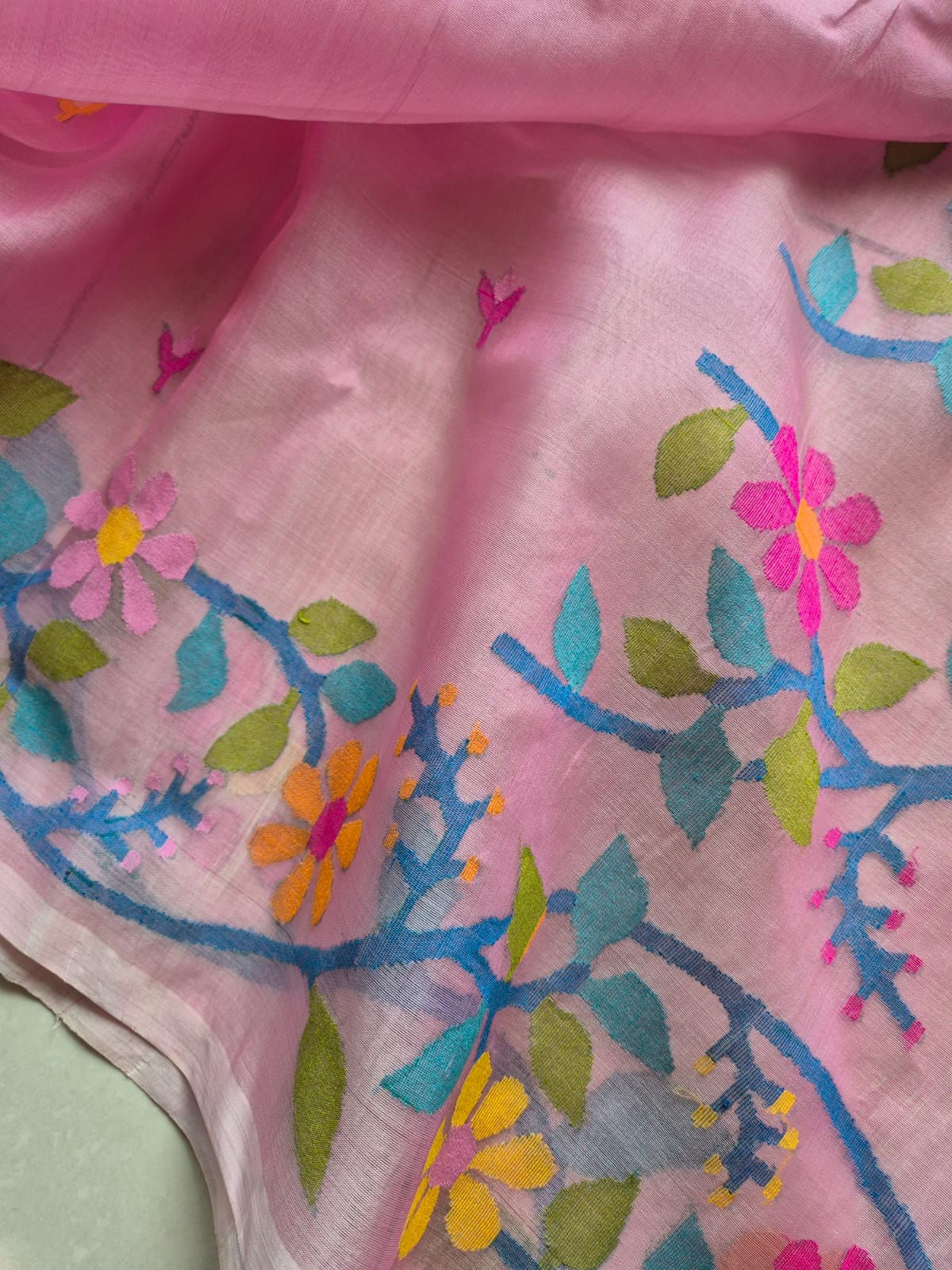 Rooh Gulabi - Handloom Muslin Silk Saree with Jamdani weaving