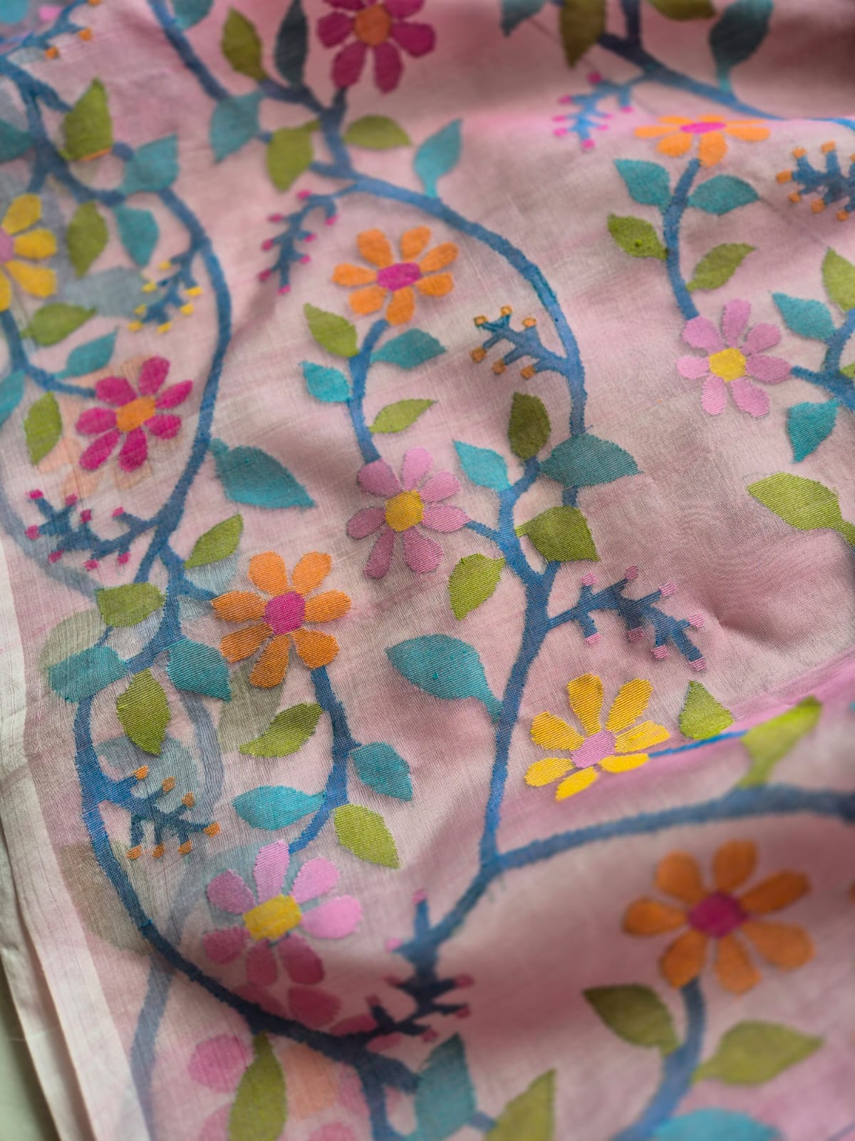 Rooh Gulabi - Handloom Muslin Silk Saree with Jamdani weaving