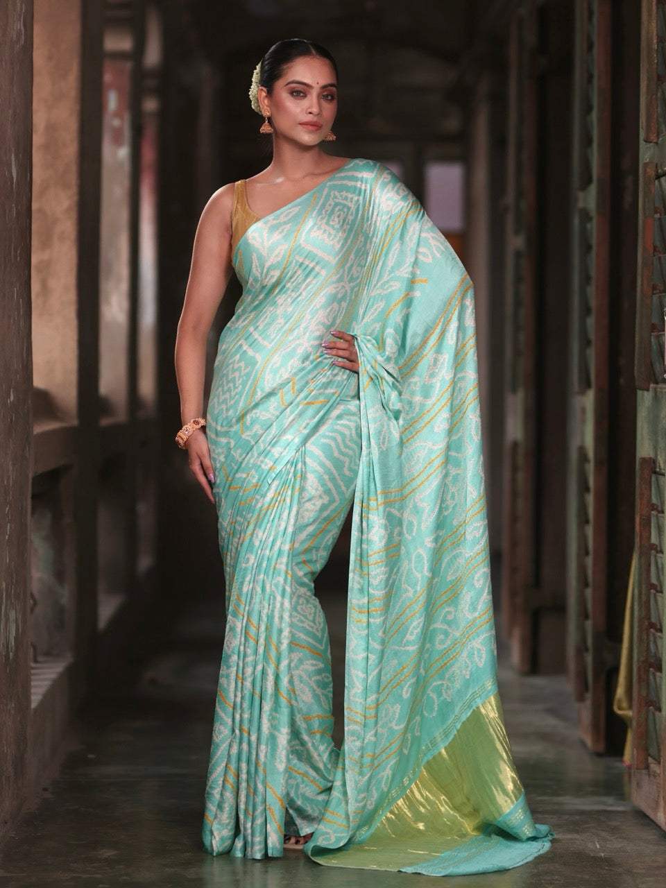 sea-green-blue-gajji-silk-bandhani-saree