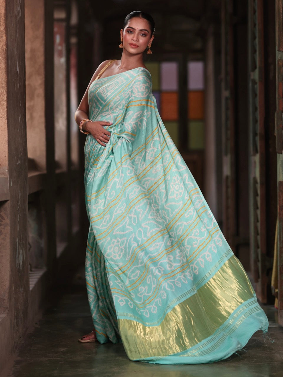 sea-green-blue-gajji-silk-bandhani-saree