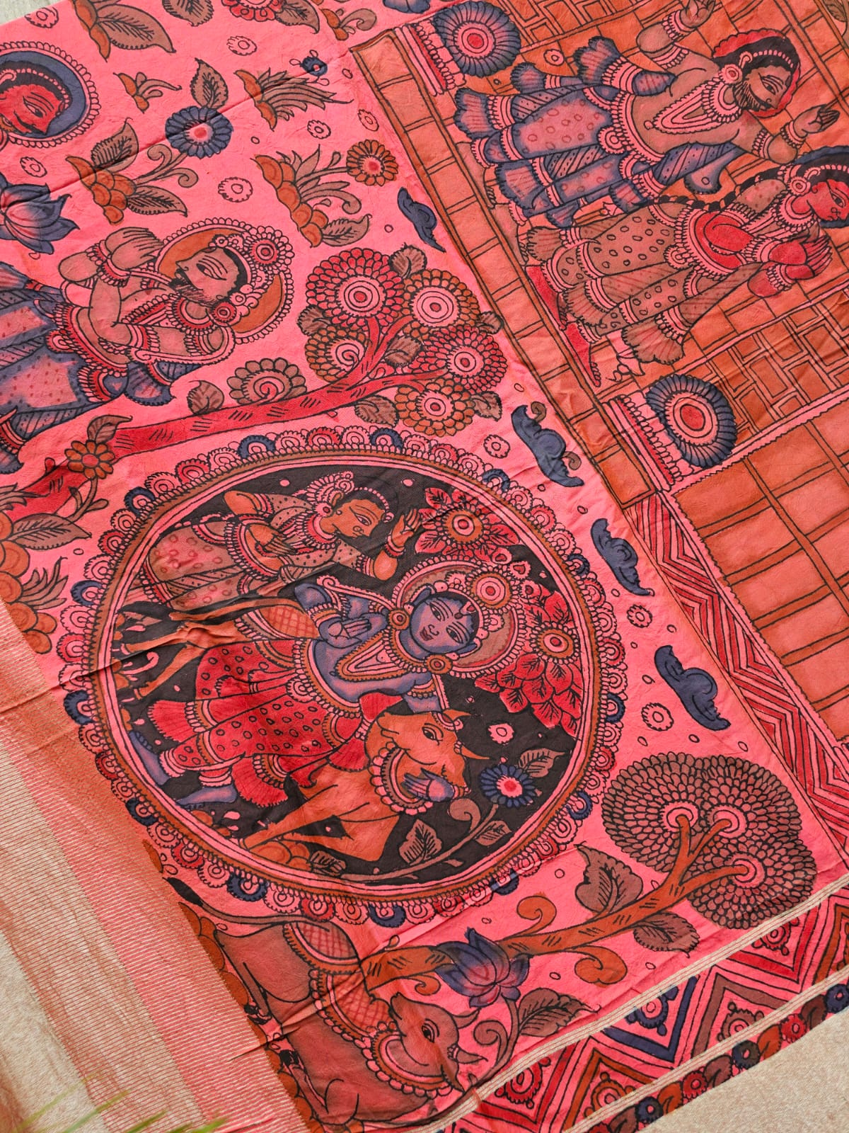 shyamsundari-indian-mythological-theme-kanchipattu-kalamkari-saree