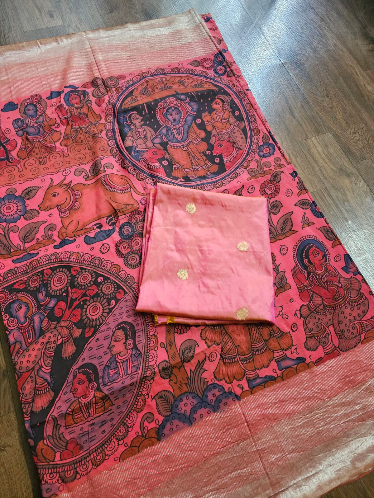 shyamsundari-indian-mythological-theme-kanchipattu-kalamkari-saree
