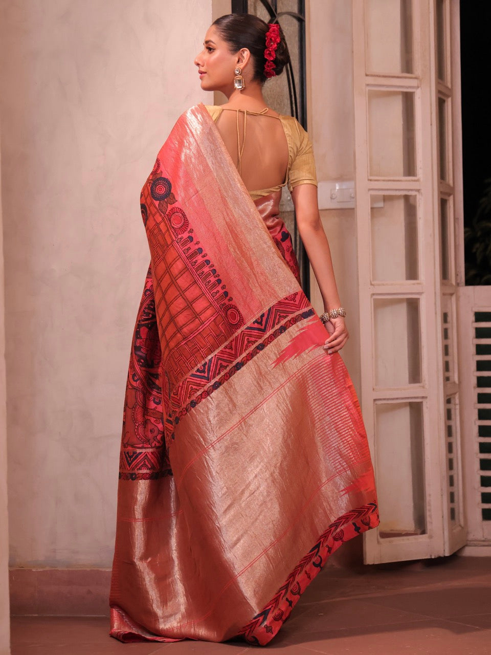 shyamsundari-indian-mythological-theme-kanchipattu-kalamkari-saree