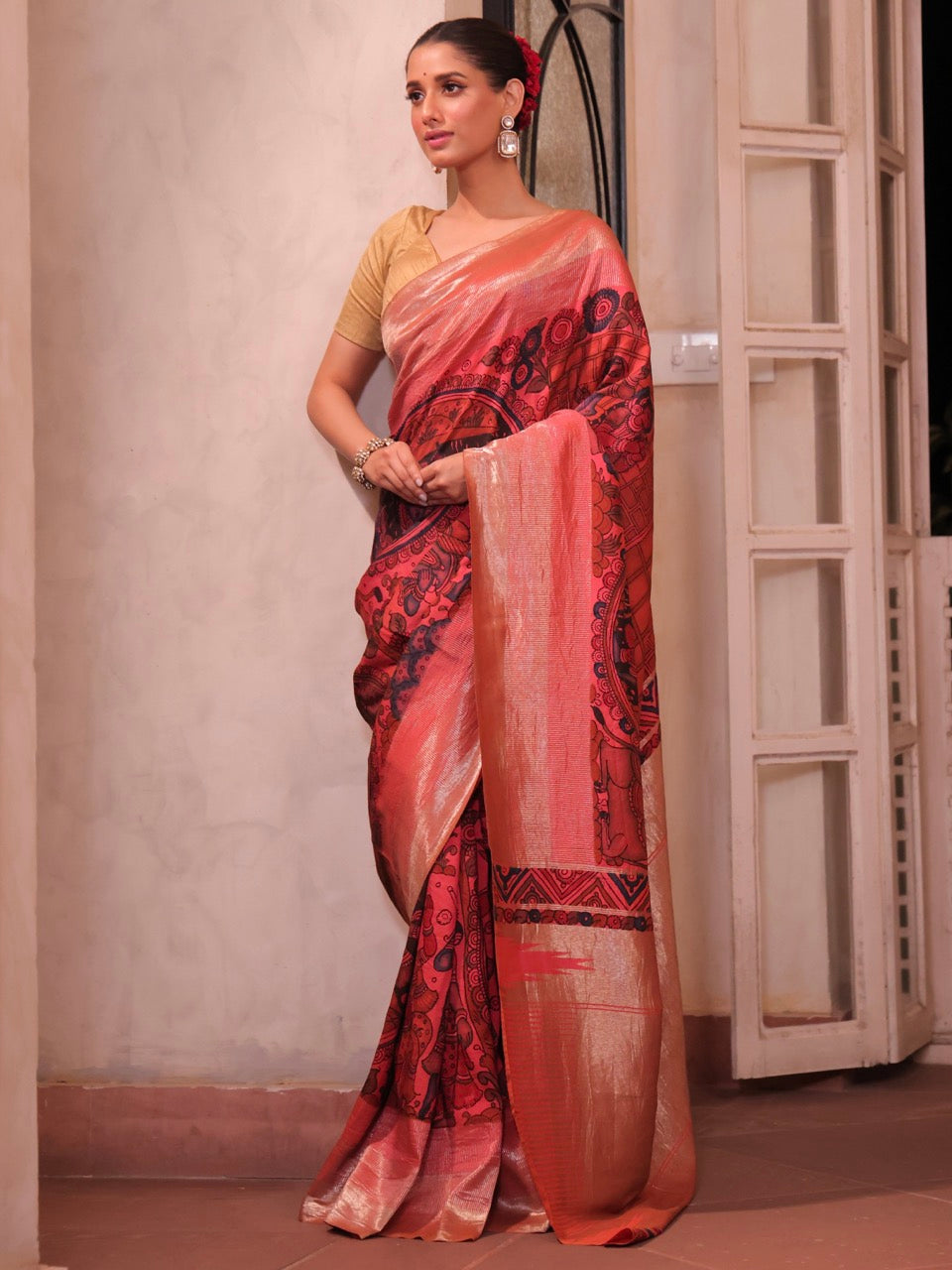 shyamsundari-indian-mythological-theme-kanchipattu-kalamkari-saree