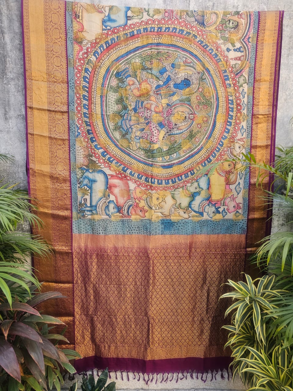 shyamsundari-indian-mythological-theme-kanchipattu-kalamkari-saree