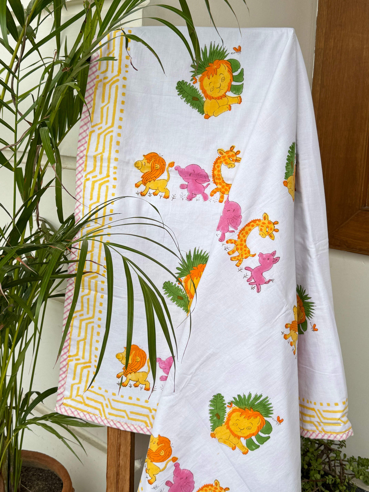 safari animal print kids summer blanket simba theme reversible dohar for baby shower gifting sustainable