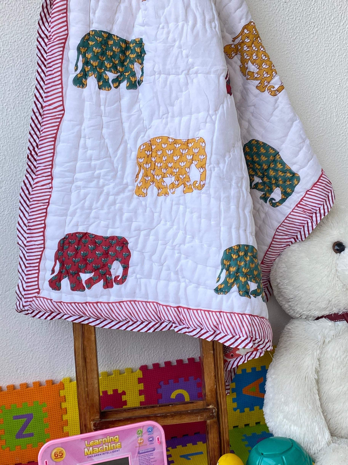 elephant design cotton quilt for toddlers ideal for gifting on baby showers and playdates