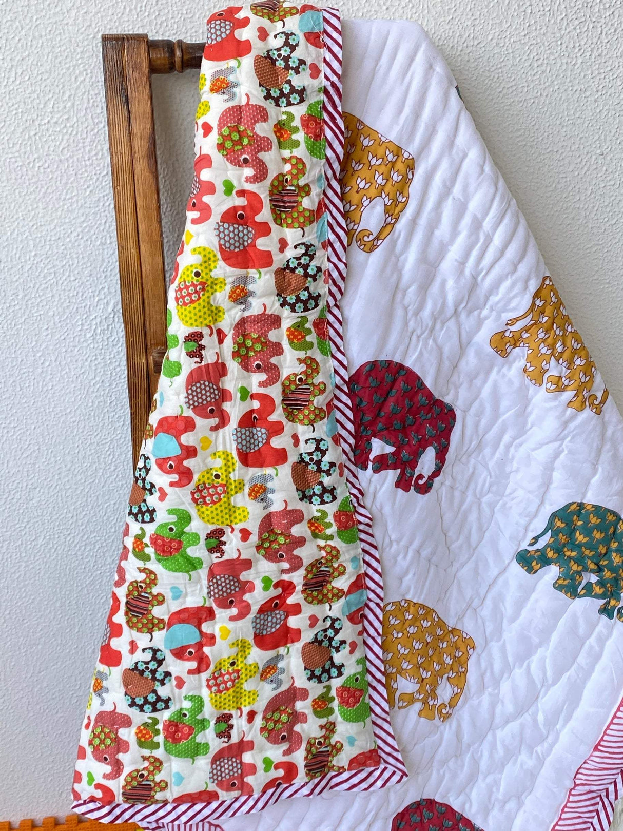 eco friendly azo free elephant print quilt for toddlers ideal for gifting in bulk in UK