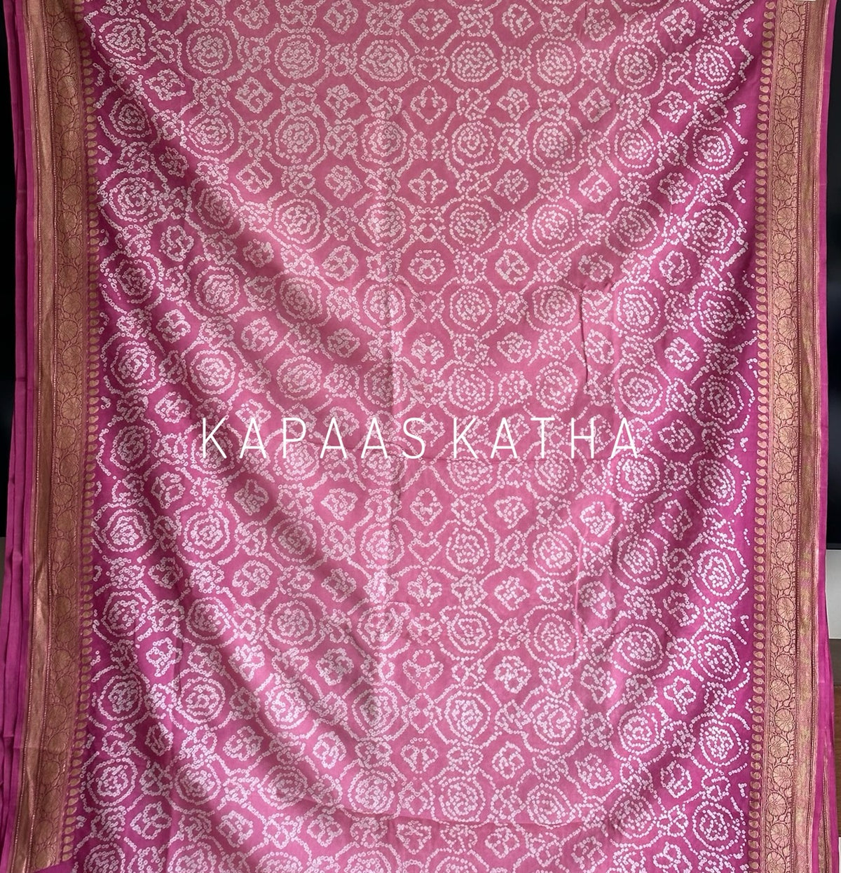 Bandhani Handloom Banarasi Georgette Saree
