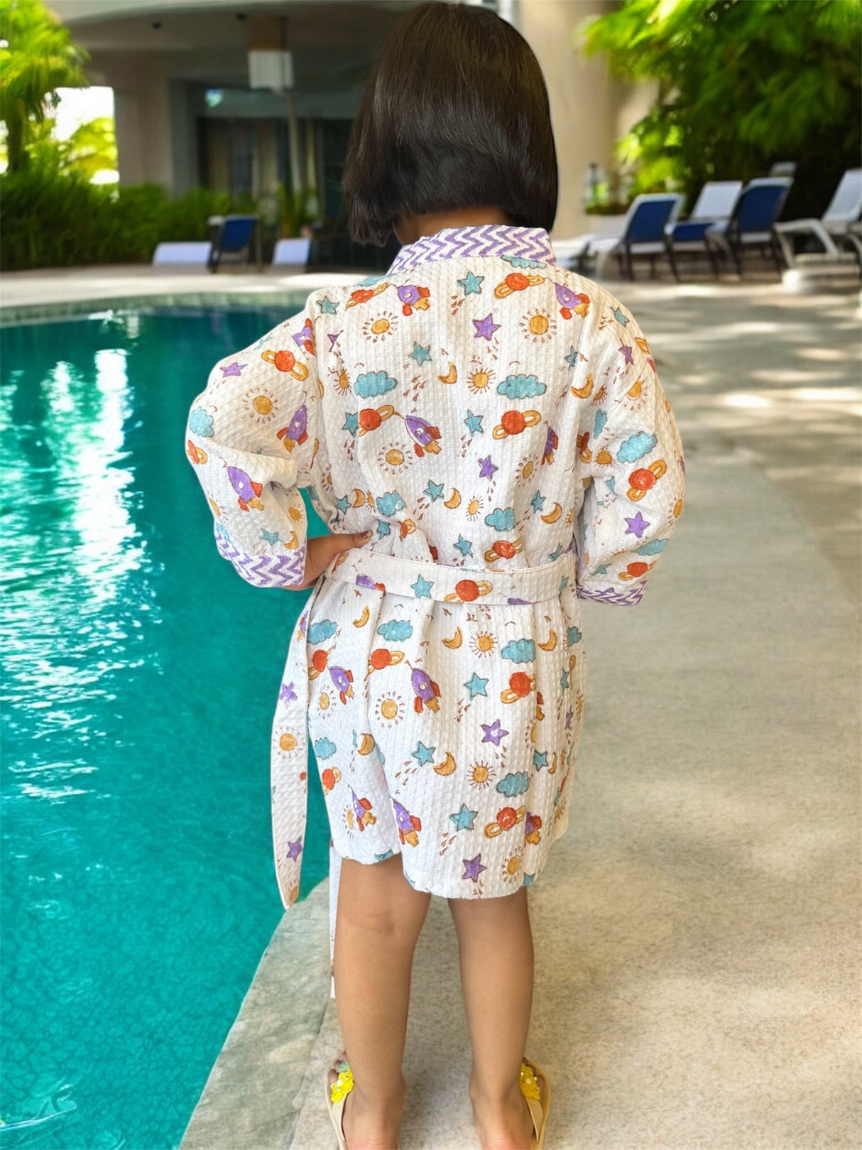 retail and wholesale kids cotton waffle bathrobe space theme best-selling in New Zealand, Kuwait, Malaysia