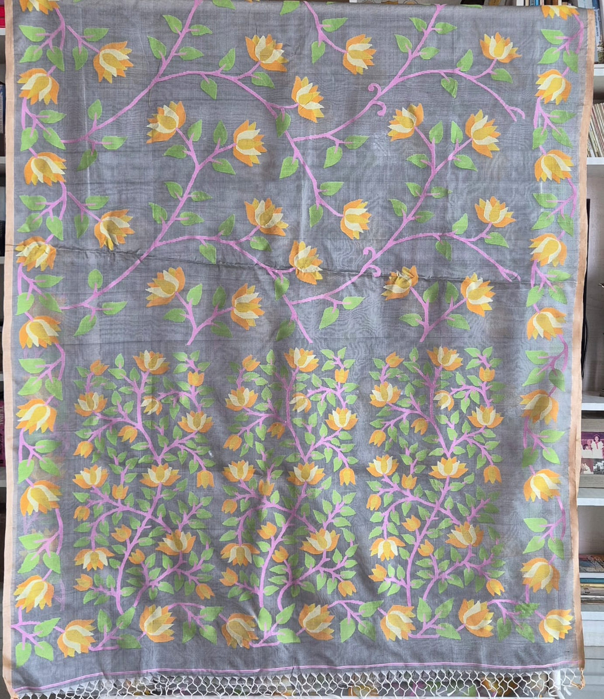 Sunehri Maati - Handloom Muslin Silk Saree with Jamdani weaving