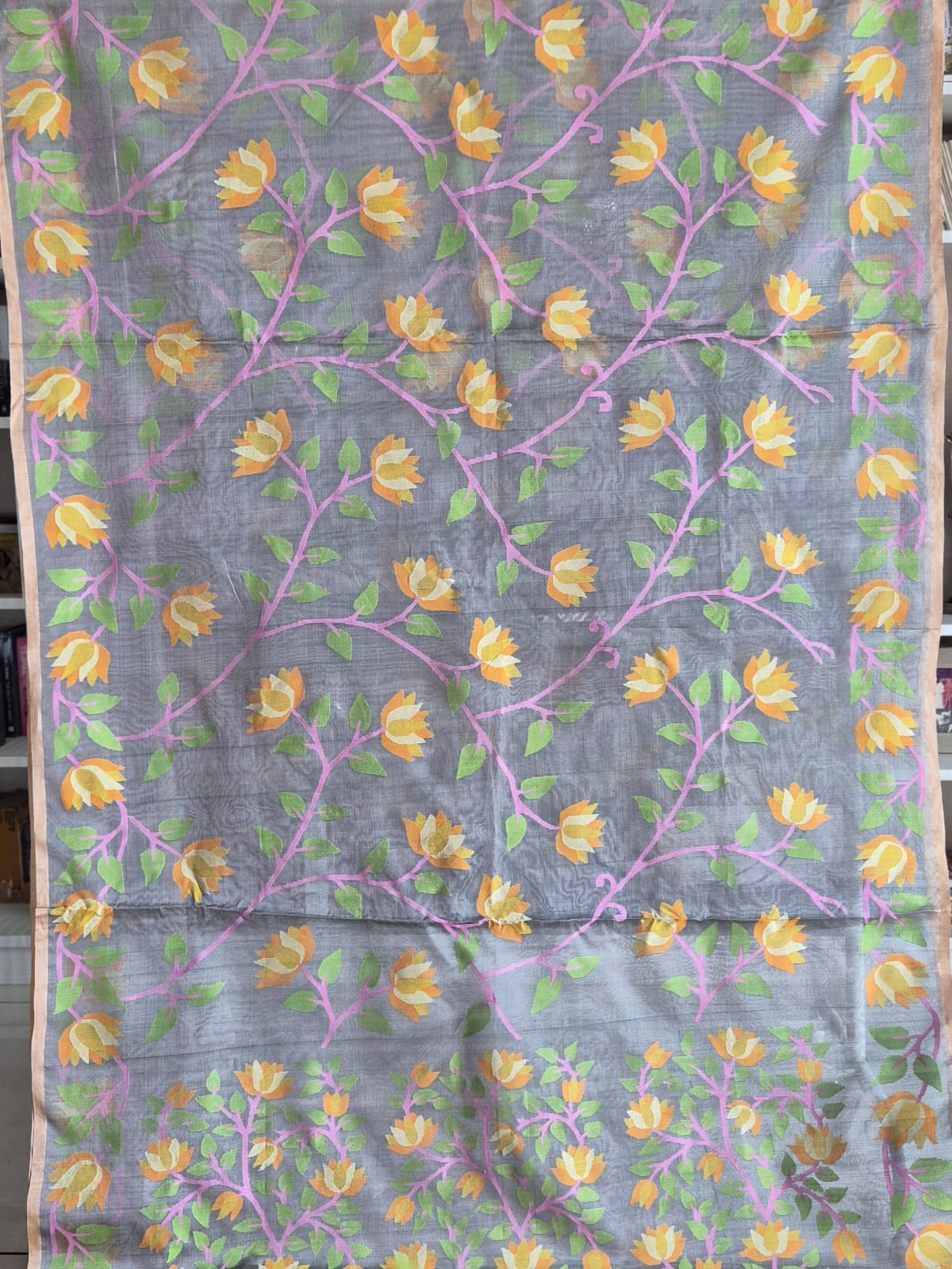 Sunehri Maati - Handloom Muslin Silk Saree with Jamdani weaving